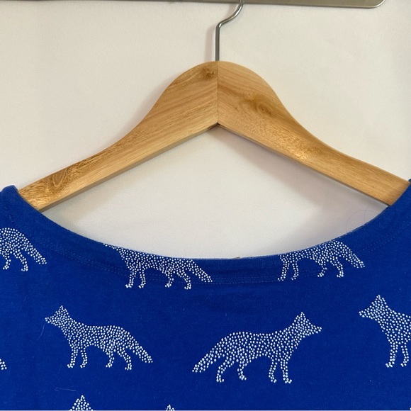 NWT MODCLOTH T-SHIRT DRESS BLUE W/ DOTTED WHITE WOLF FABRIC sz L - Picture 3 of 9